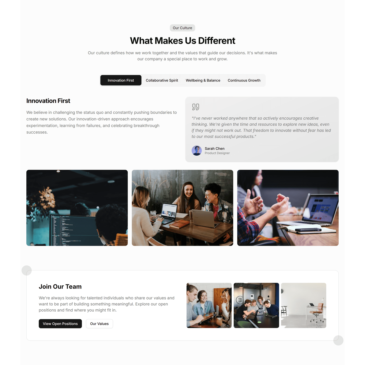 A Company Culture block example